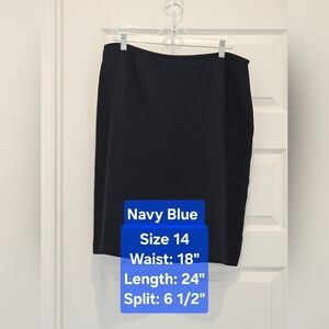 Preston & York Navy Pencil Skirt, GUC, Size 14